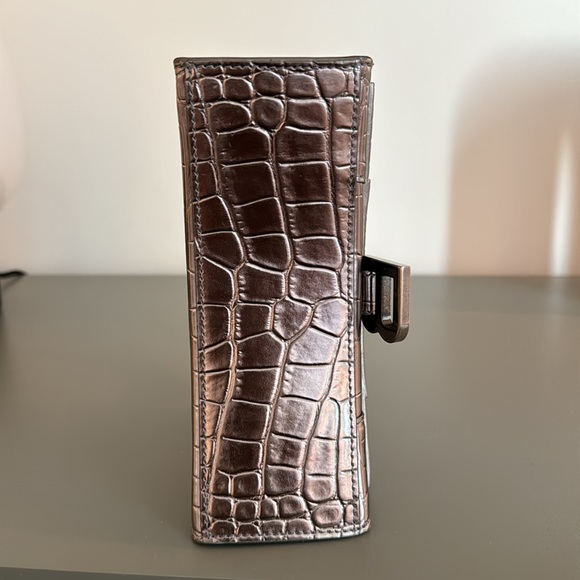 BALENCIAGA Metallic Calfskin Crocodile Embossed Hourglass Top Handle Bag XS - Picture 3 of 6